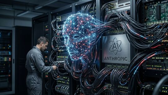 Representación gráfica de un concepto de inteligencia artificial y ciberseguridad.